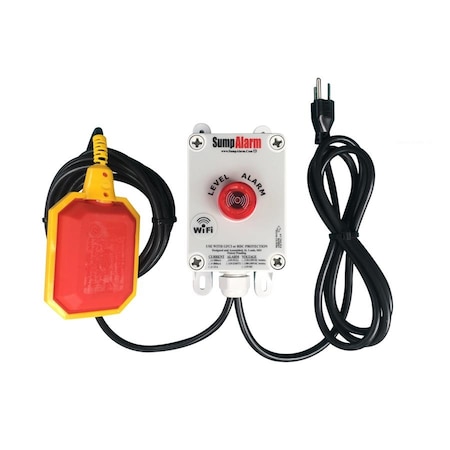 Sump Alarm Indoor/Outdoor, High/Low Water Alarm, Wi-Fi Enabled, 120V, 10 Foot Tethered Float Float SA-120V-1L-10F-WiFi